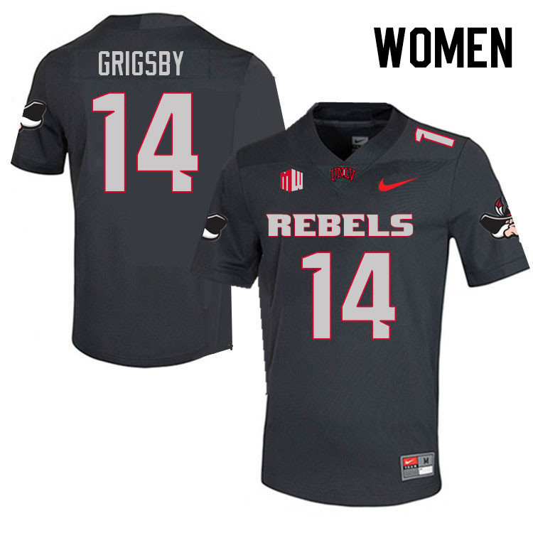 Women #14 Jah'Von Grigsby UNLV Rebels College Football Jerseys Stitched Sale-Charcoal